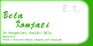 bela komjati business card
